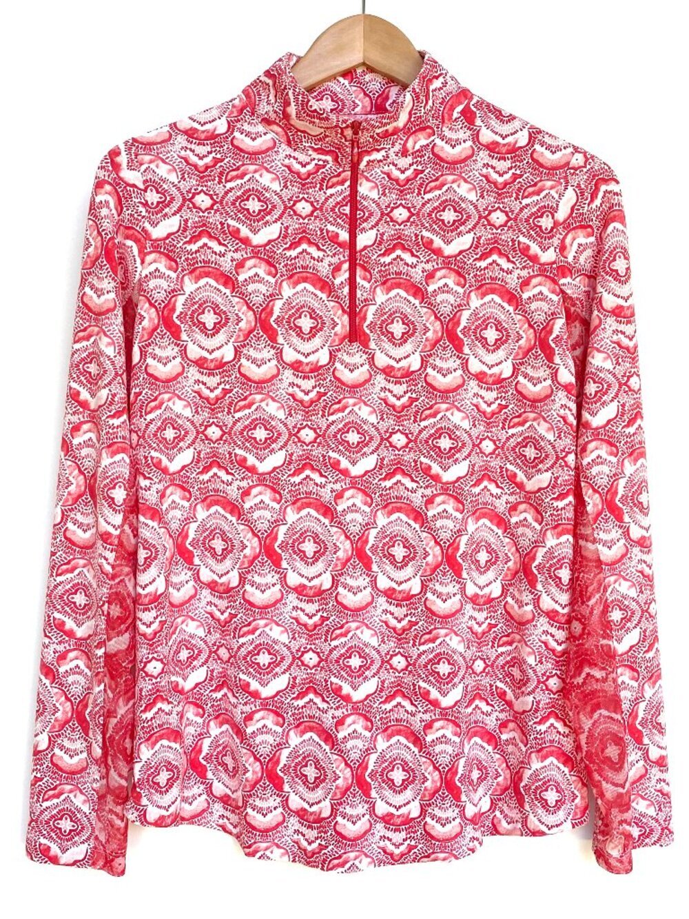 IBKUL Sun Protective Long Sleeve Mock Neck 1/4 Zip Top SPF 50 Cooling Size M